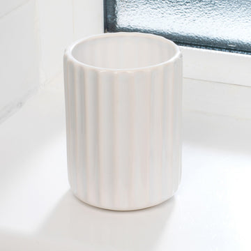 White Dolomite Ceramic Bathroom Toothbrush Tumbler