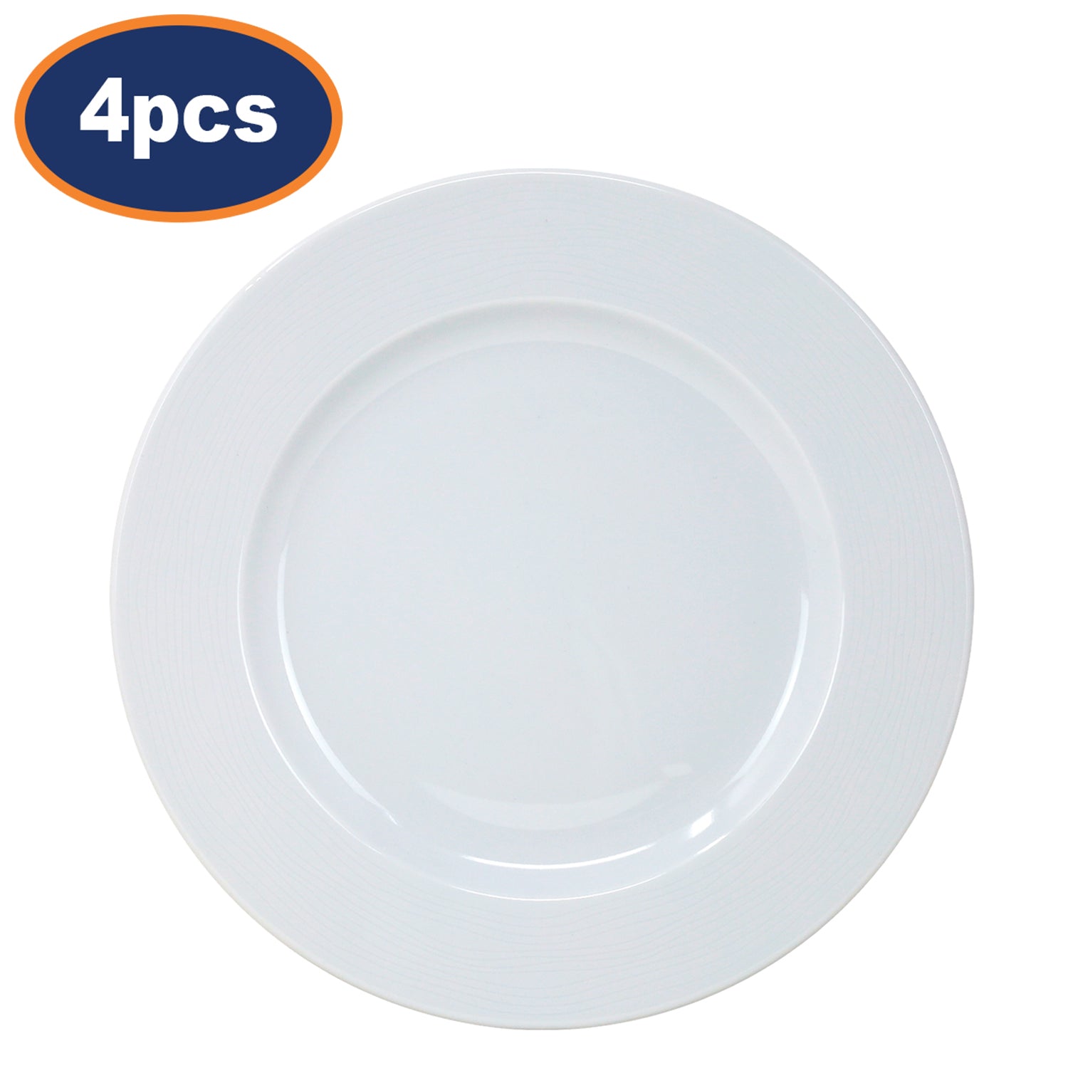 4Pcs 26cm White Round Porcelain Dinner Plates