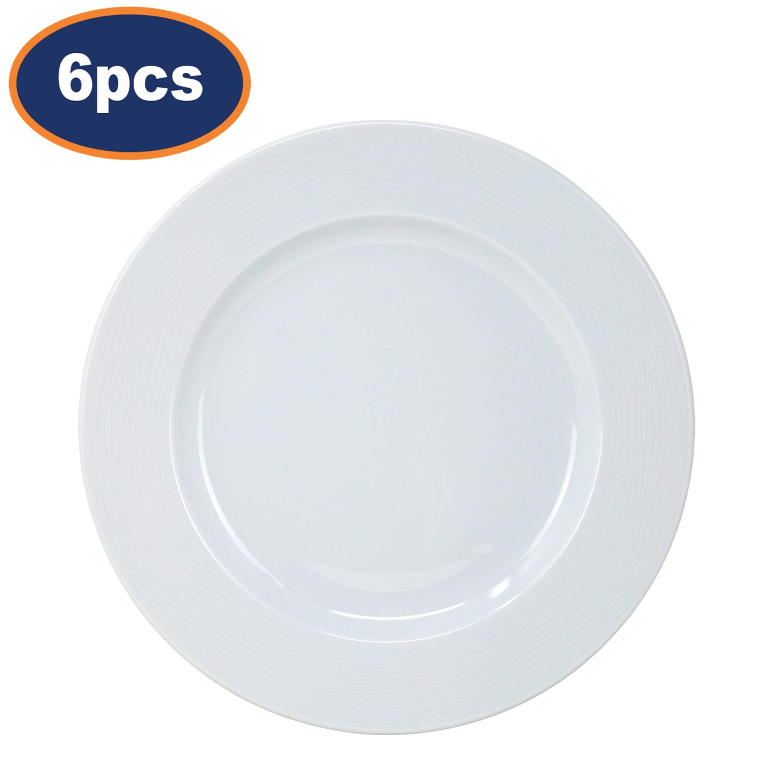 6Pcs 26cm White Round Porcelain Dinner Plates