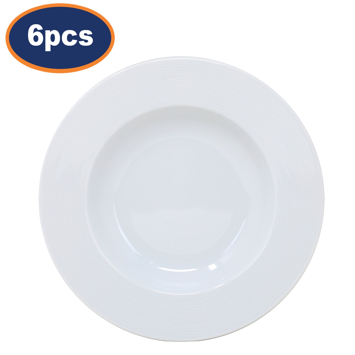 6Pcs 22.5cm White Round Porcelain Pasta Bowls