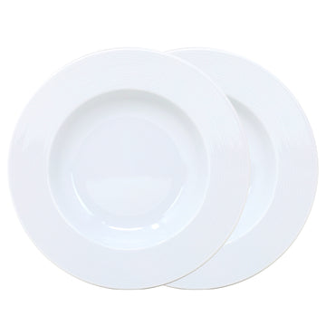 2Pcs 22.5cm White Round Porcelain Pasta Bowls