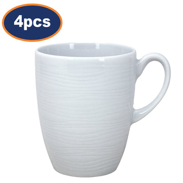 4Pcs 300ml Glaze White Porcelain Mugs