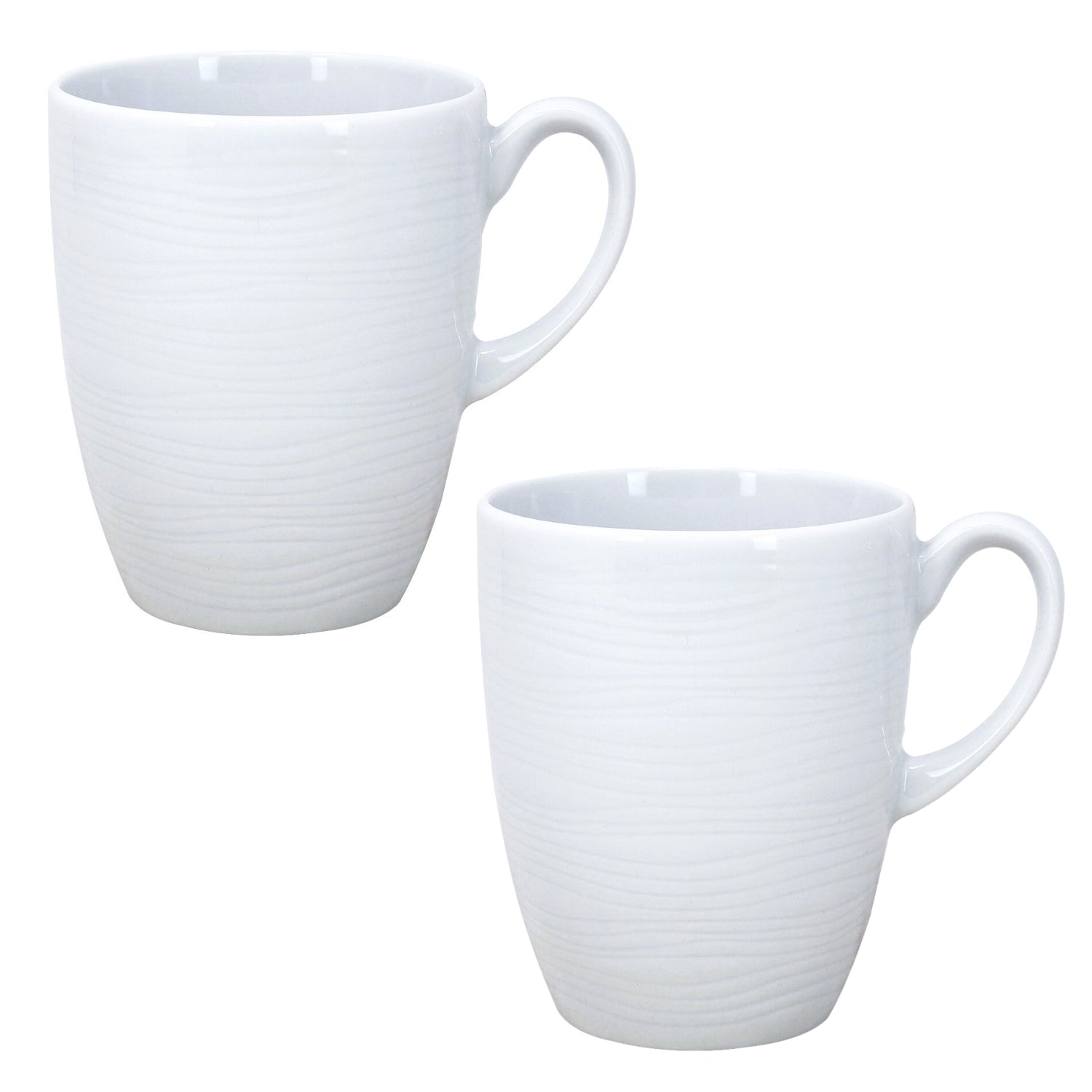 2Pcs 300ml Glaze White Porcelain Mugs