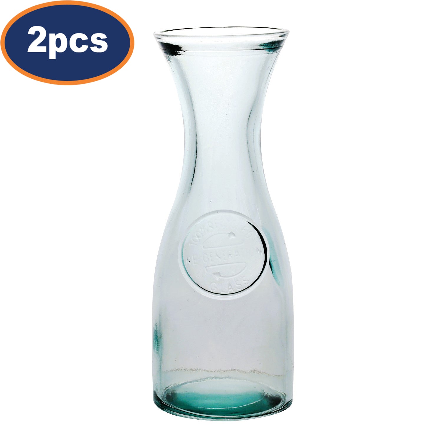 2Pcs Re-Generation 800ml Ergonomic Grip Clear Glass Jugs