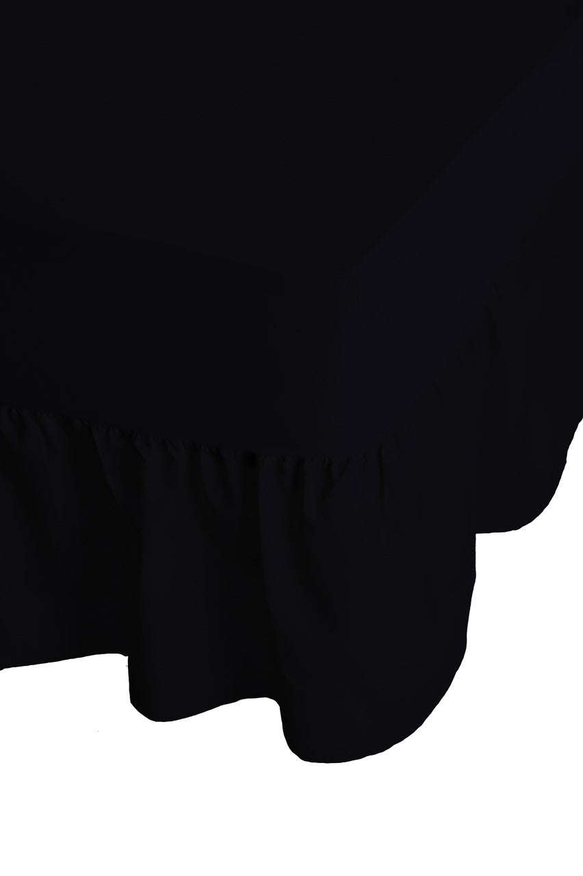 24" Deep Black Luxury Non-Iron Percale Cotton Valance Sheet - King