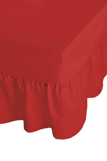 24" Deep Red Luxury Non-Iron Percale Cotton Valance Sheet - King