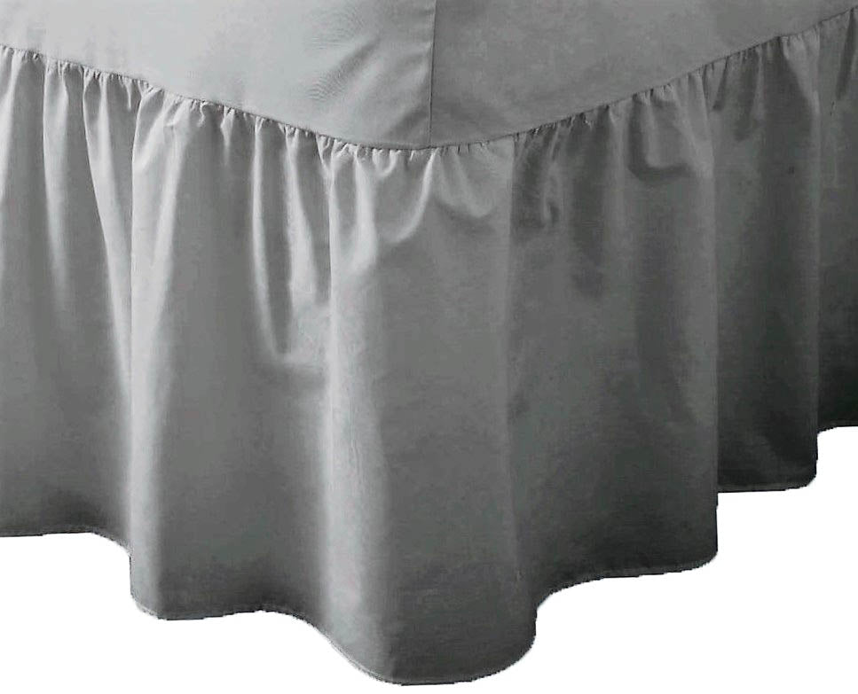 24" Deep Silver Grey Luxury Non-Iron Percale Cotton Valance Sheet - Double