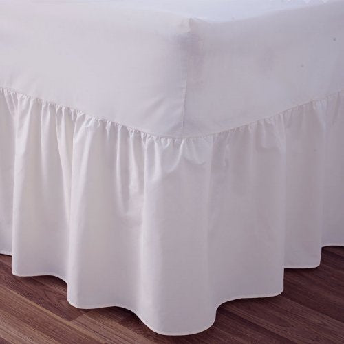 24" Deep White Luxury Non-Iron Percale Cotton Valance Sheet - Double