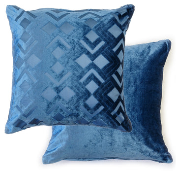 Navy Blue Double Sided Velvet Cushion Cover 17"