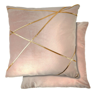 Blush Pink Suede Soft Cushion with Gold Metallic Banding