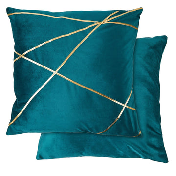 Emerald Green Suede Soft Cushion Covers with Gold Metallic Banding