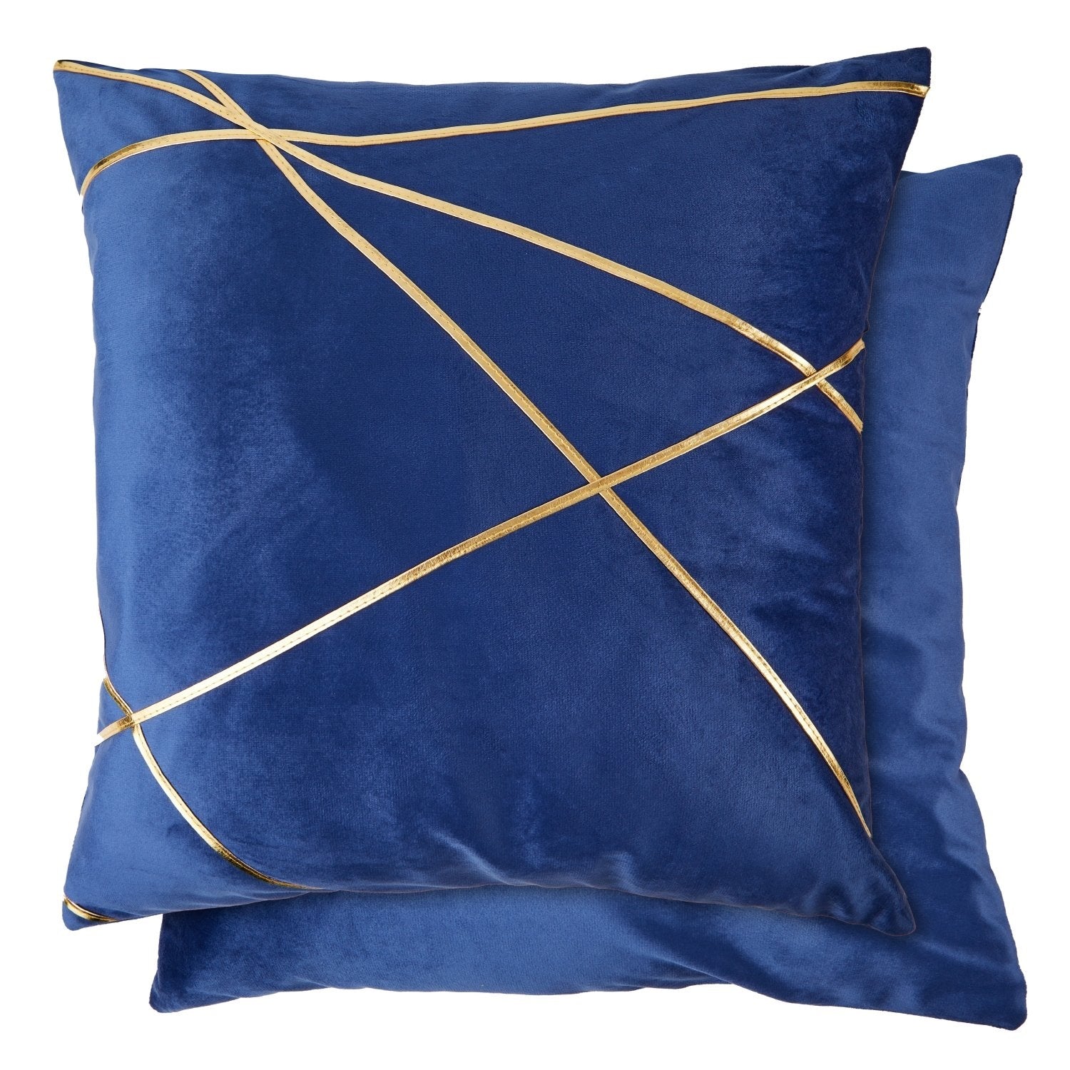 Navy Blue Suede Soft Cushion with Gold Metallic Banding