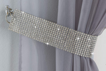 2 X Diamante Crystal Glitter Tie Backs - Vegas Silver