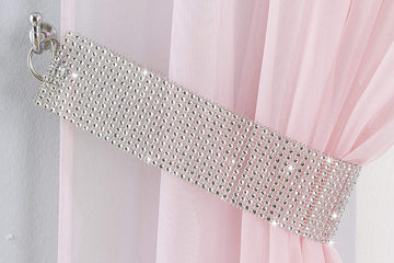 2 X Diamante Crystal Glitter Tie Backs - Vegas Silver