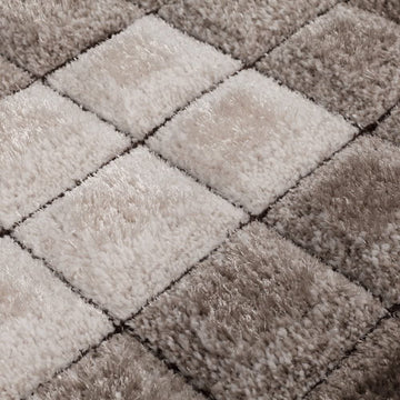 Velvet 3D Shaggy Rug Cube Natural Brown - 63