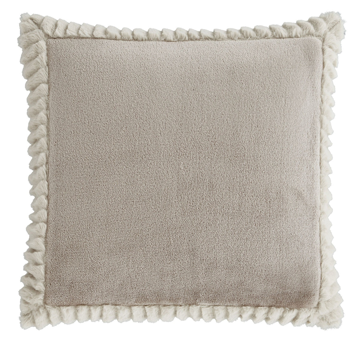 Catherine Lansfield Velvet & Faux Fur Filled Cushion 55x55cm - Natural