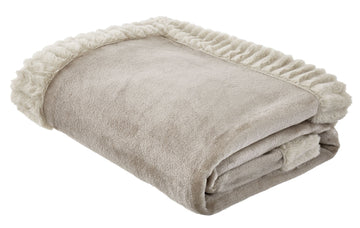 Catherine Lansfield Velvet & Faux Fur Sofa Bed Throw 150x200cm - Natural