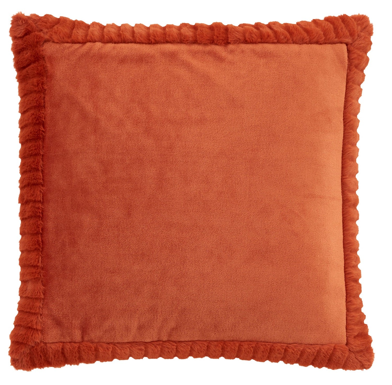 Catherine Lansfield Velvet & Faux Fur Cushion Cover 55x55cm - Orange