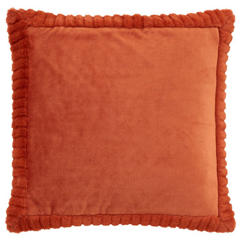Catherine Lansfield Velvet & Faux Fur Cushion Cover 55x55cm - Orange