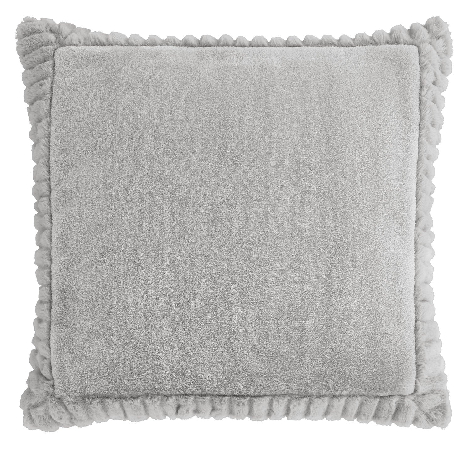 Catherine Lansfield Velvet & Faux Fur Filled Cushion 55x55cm - Silver Grey