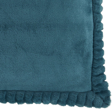 Catherine Lansfield Velvet & Faux Fur Cushion Cover 55x55cm - Teal