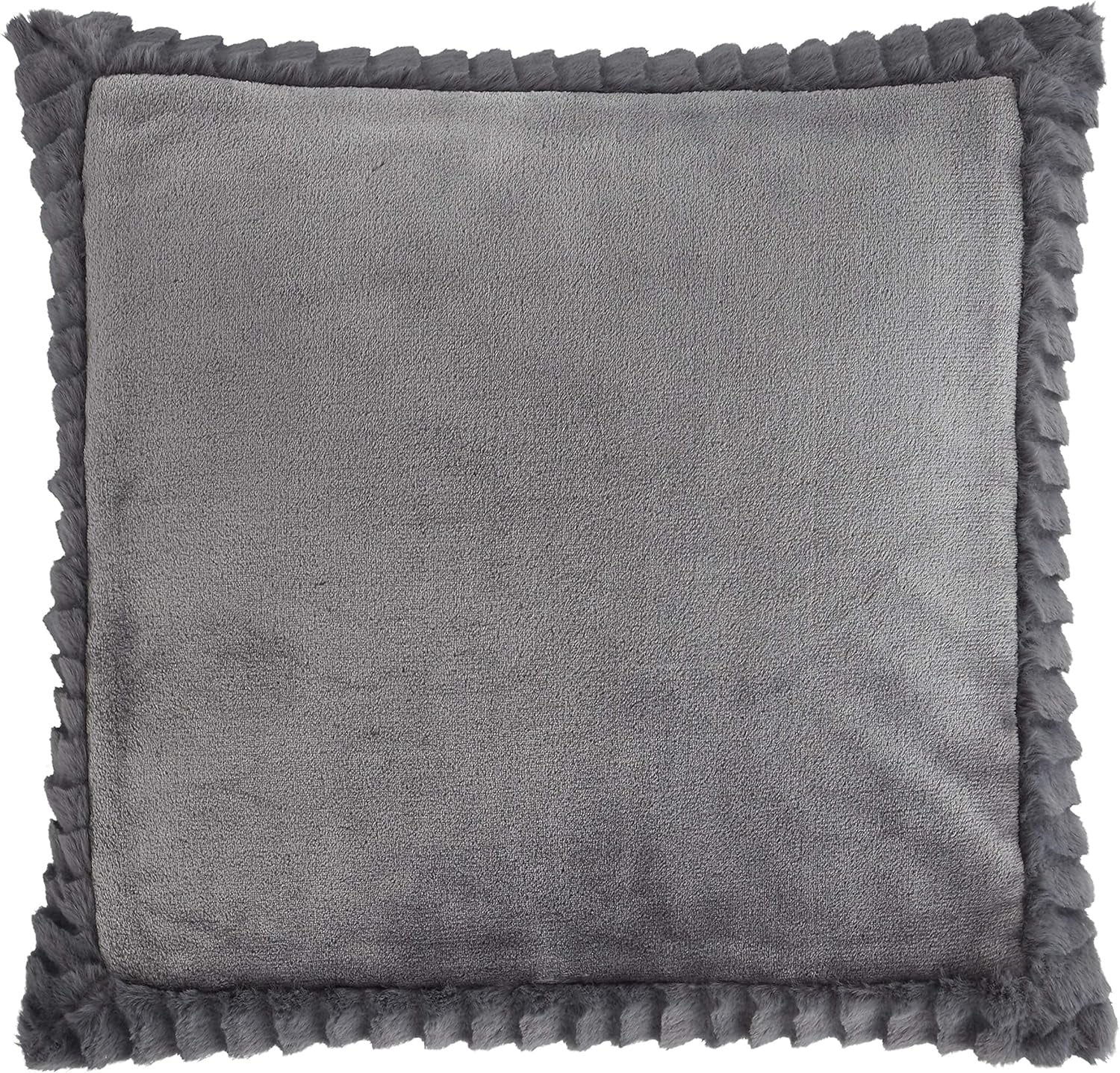 Catherine Lansfield Velvet & Faux Fur Filled Cushion 55x55cm - Charcoal