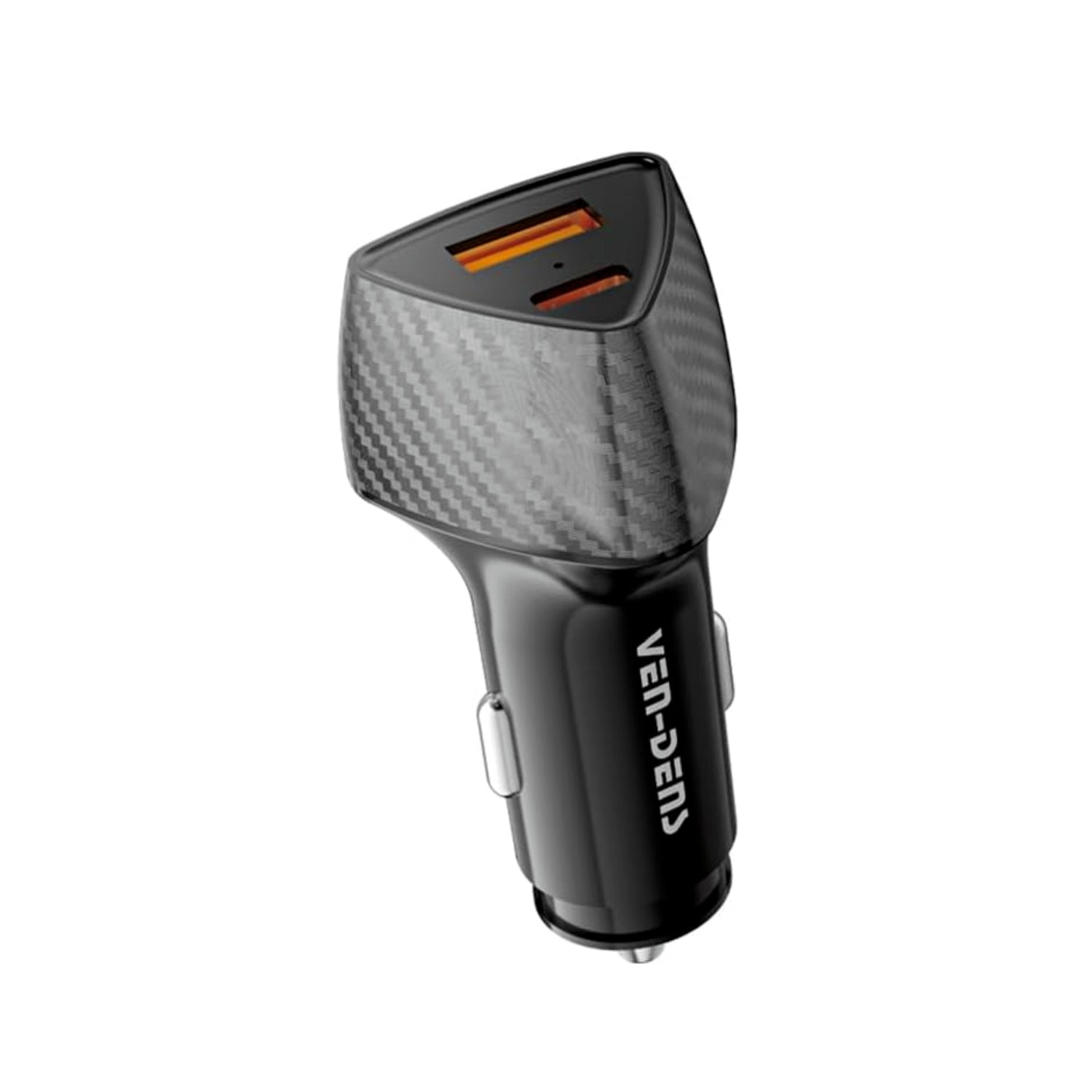 VEN-DENS Black 38W Type-C & USB PD Dual Port Car Charger Adaptor