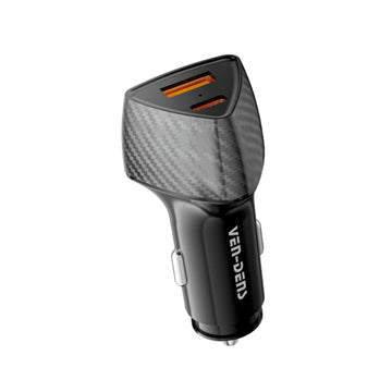 VEN-DENS Black 38W Type-C & USB PD Dual Port Car Charger Adaptor