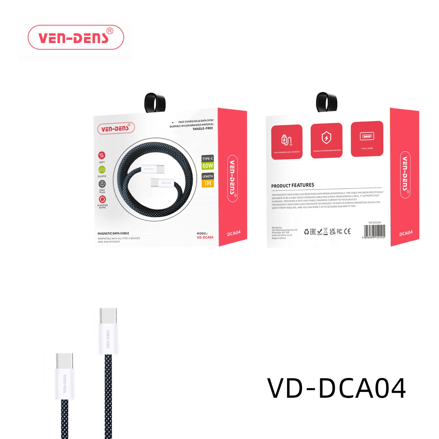 VEN-DENS 1M 60W Type-C to Type-C Charging Cable