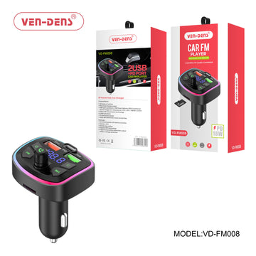 VEN-DENS 18W Car Charger & FM Player With 2 USB Ports & PD