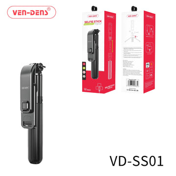 VEN-DENS Black Aluminium Anti-shake Selfie Stick Tripod