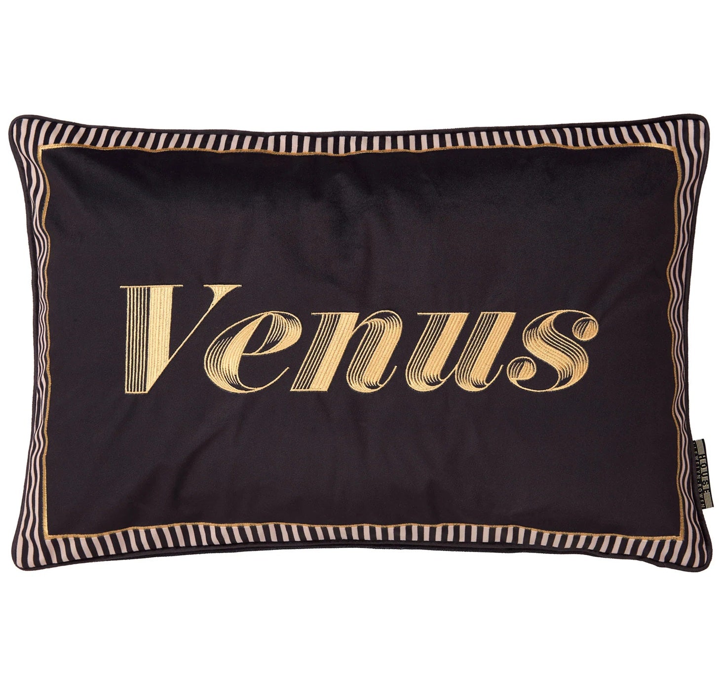 Laurence Llewelyn-Bowen LLB Embroidered Velvet Cushion Cover Venus Black Gold