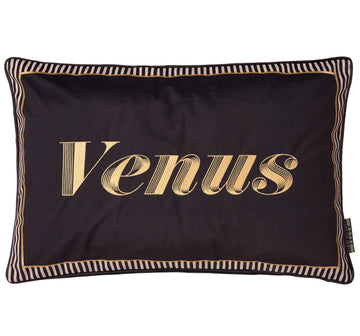 Laurence Llewelyn-Bowen LLB Embroidered Velvet Cushion Cover Venus Black Gold