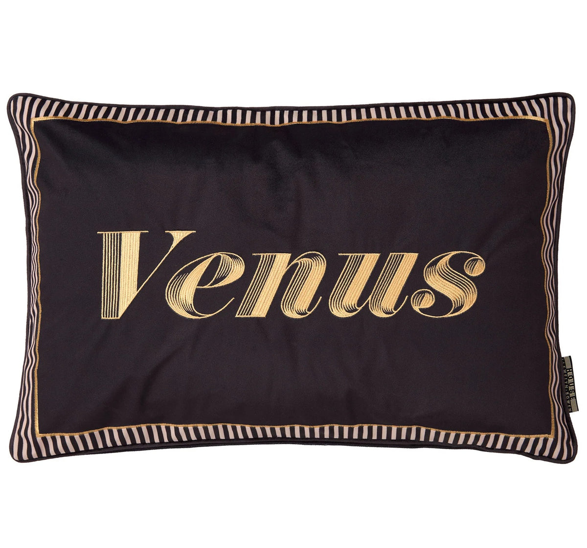 Laurence Llewelyn-Bowen LLB Embroidered Velvet Cushion Cover Venus Black Gold