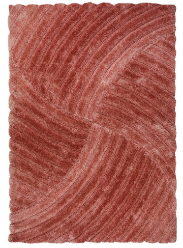 Hand Carved 3D Shaggy Rug Verge Furrow Pink - 63" x 90.5"