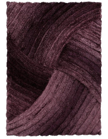 Hand Carved 3D Shaggy Rug Verge Furrow Purple - 63" x 90.5"