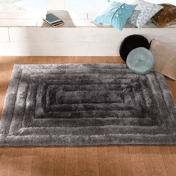 Shaggy Rug Verge Ridge Black Grey - 47" x 67"
