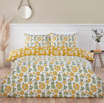 Country Floral Duvet Cover Set, Double, Green & Ochre