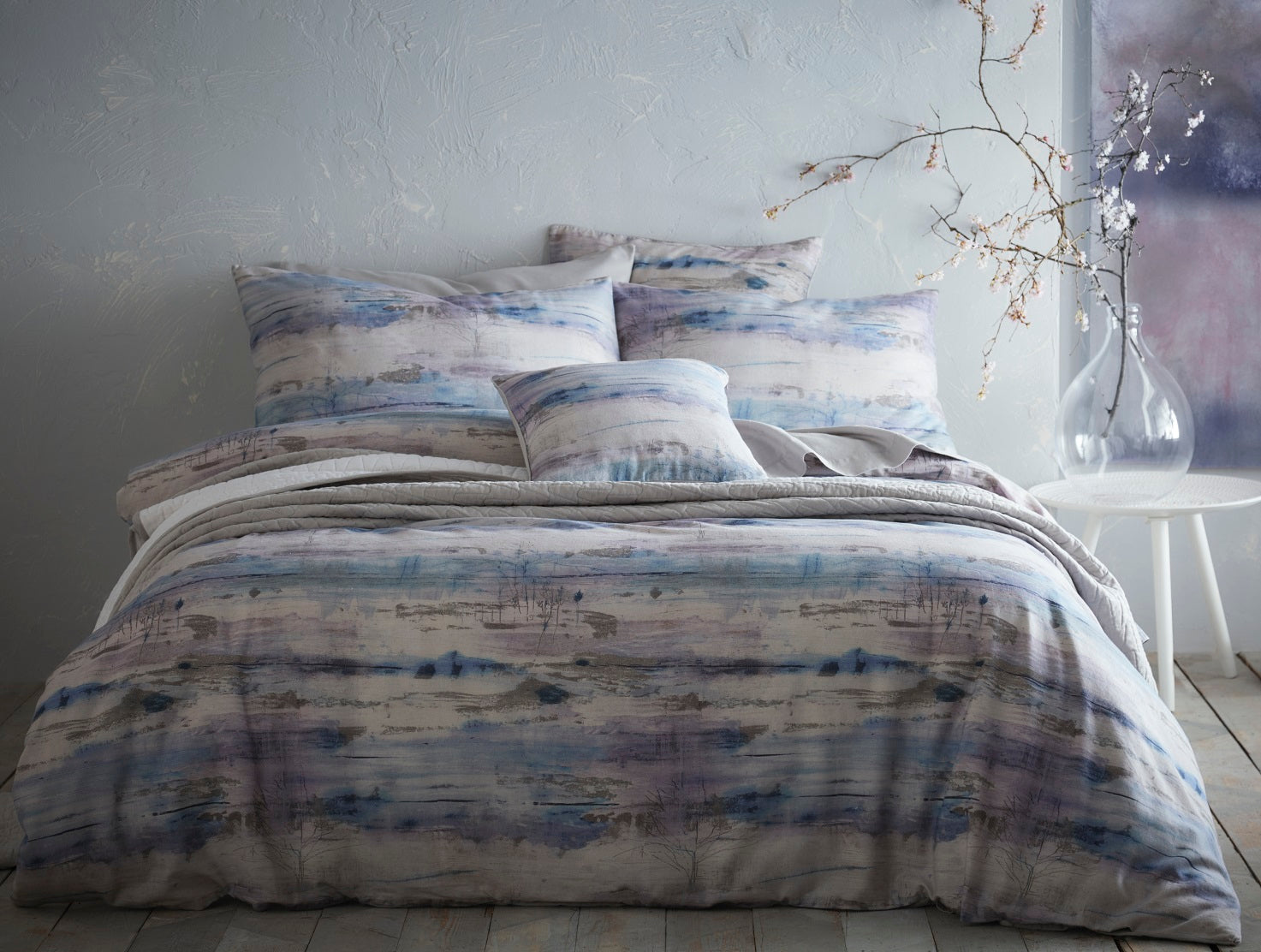 Vista Prestige Landscape Duvet Cover Set, Super King, Lavender