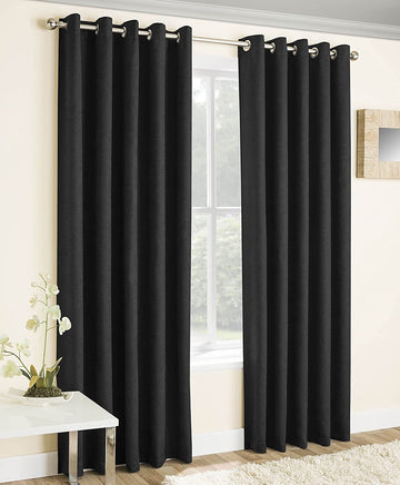 90x108" Vogue Blockout Lined Curtains - Black