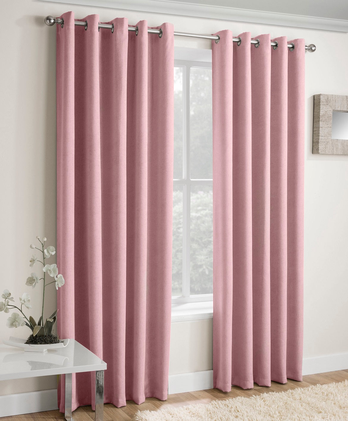 90x90" Vogue Blockout Lined Curtains - Blush Pink