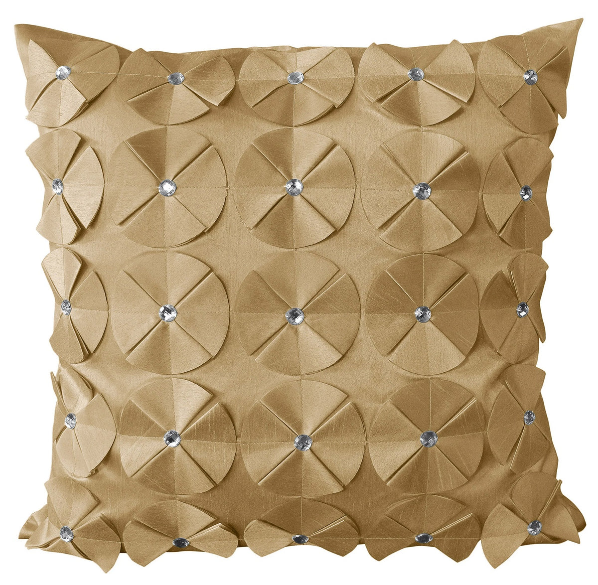 Luxury Diamante Floral Cushion Cover 43x43cm - Latte