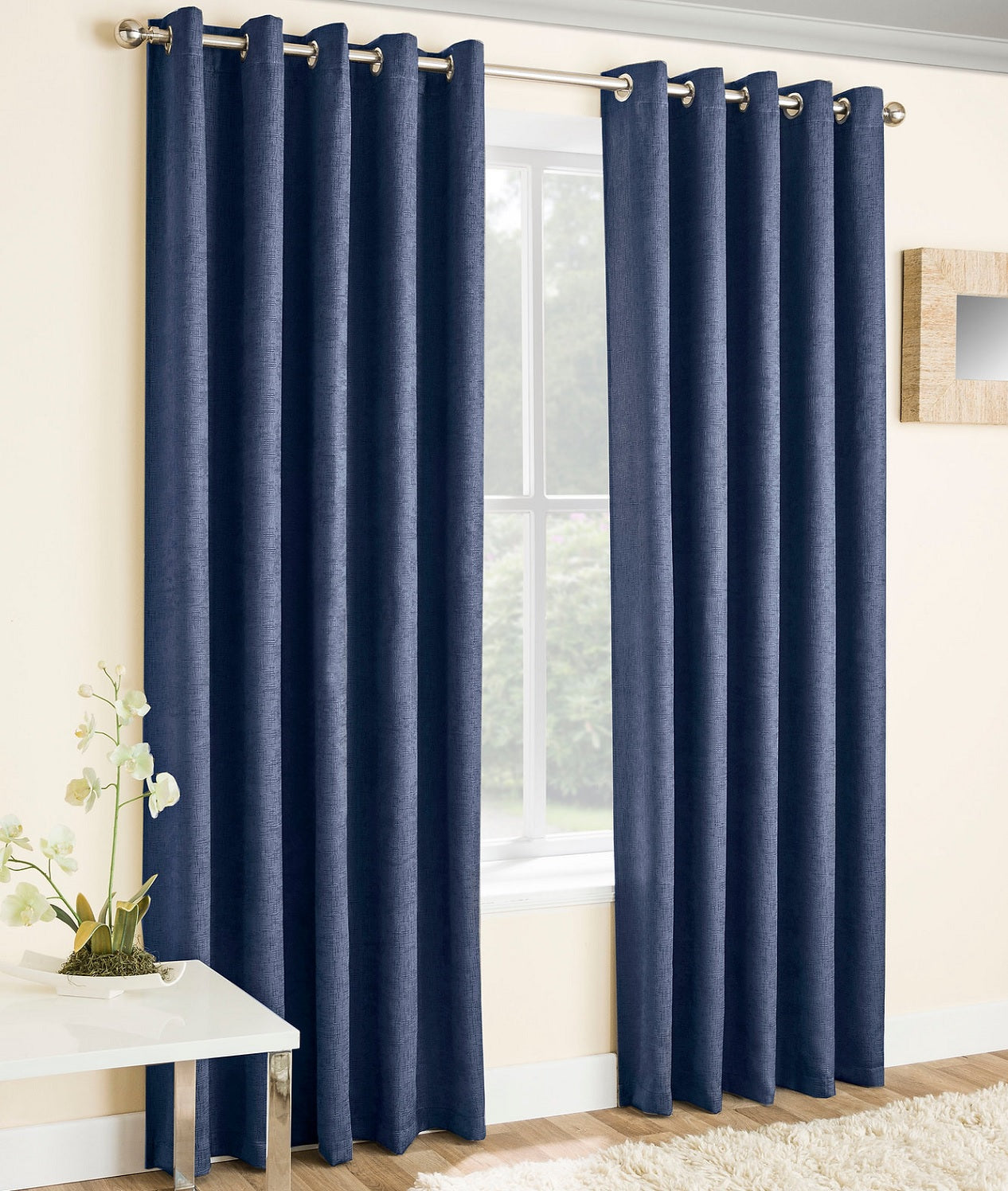 90x90" Vogue Blockout Lined Curtains - Navy Blue