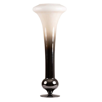 81.5cm White & Smoke Fluted Glass Art Vase