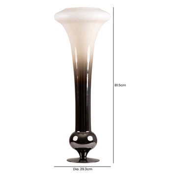 81.5cm White & Smoke Fluted Glass Art Vase