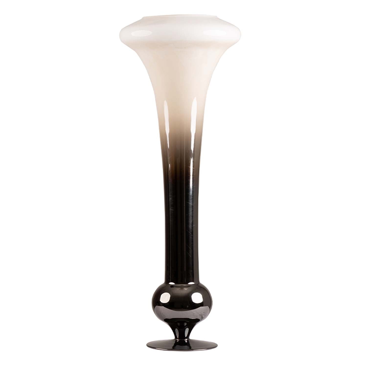 61cm White & Smoke Fluted Glass Art Vase