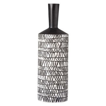 49cm Black & White Polyresin Tribal Art Vase