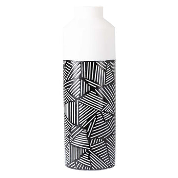 50cm Black & White Polyresin Lines Art Vase