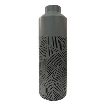 50cm Grey & Black Polyresin Lines Art Vase