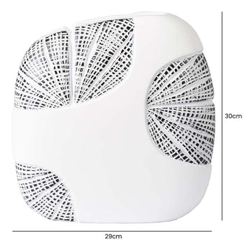 30cm White & Black Shell Polyresin Art Vase